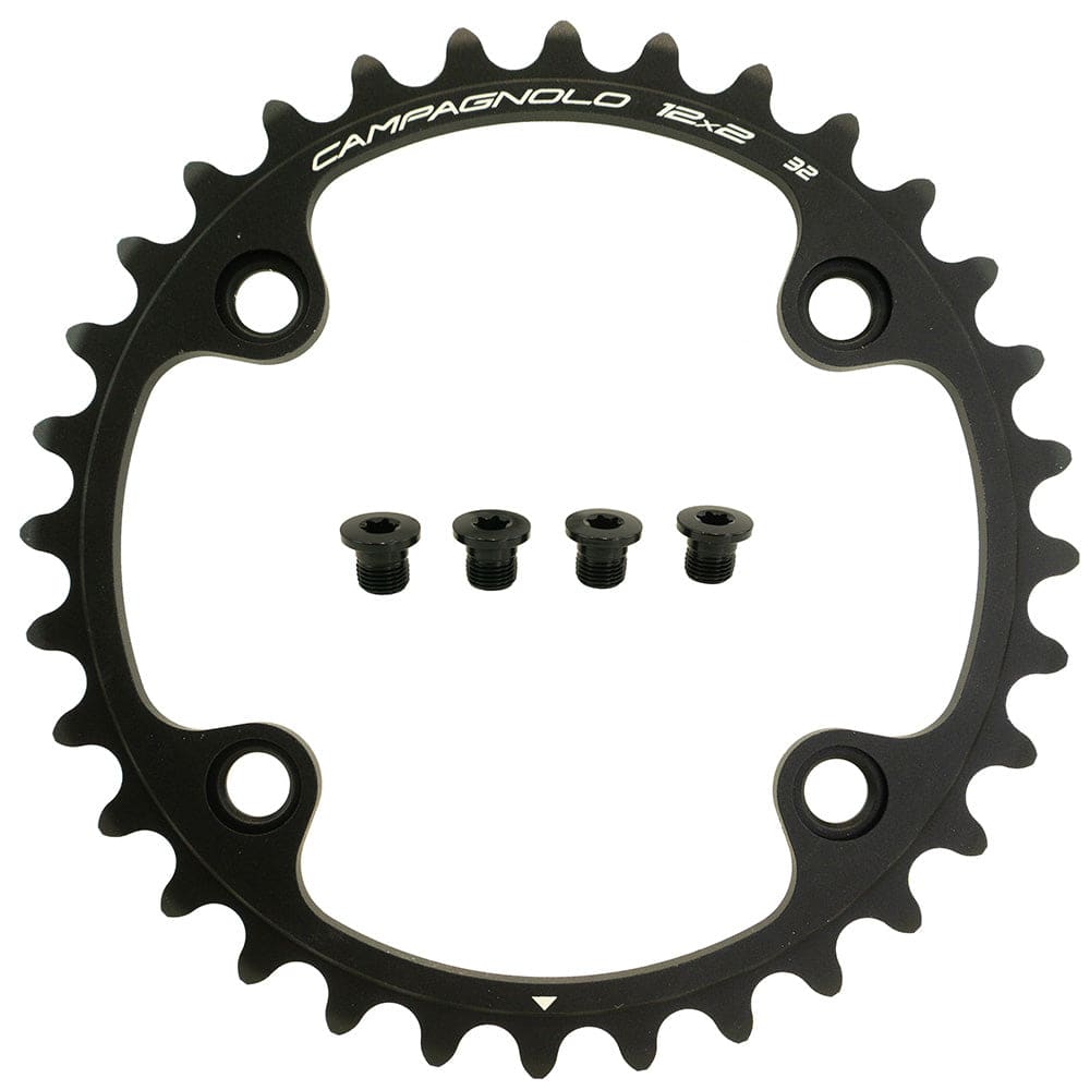 Campagnolo Chorus 12x road bike chainring with 4-arm design, lightweight components for smooth shifting performance.