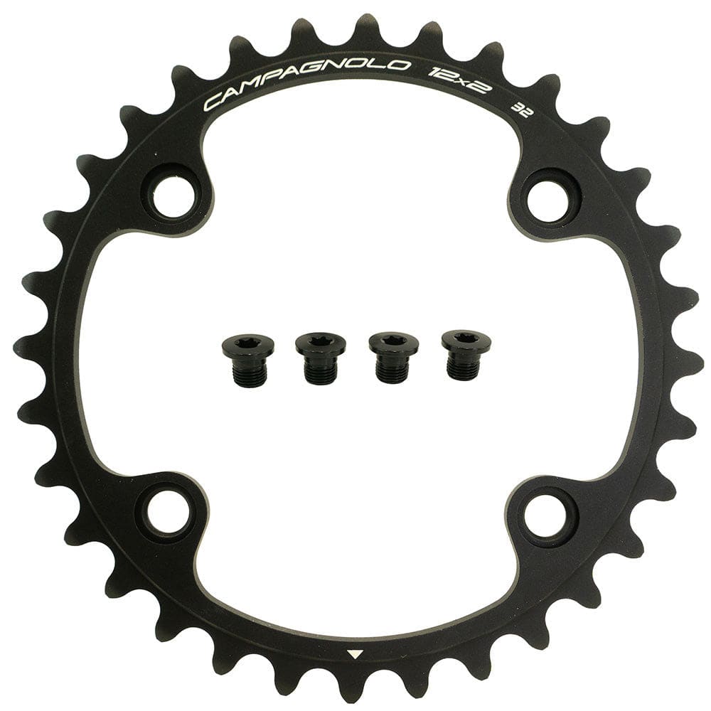 Campagnolo Chorus 12x chainring for road bike with 4-arm design, smooth shifting, and high-quality components.