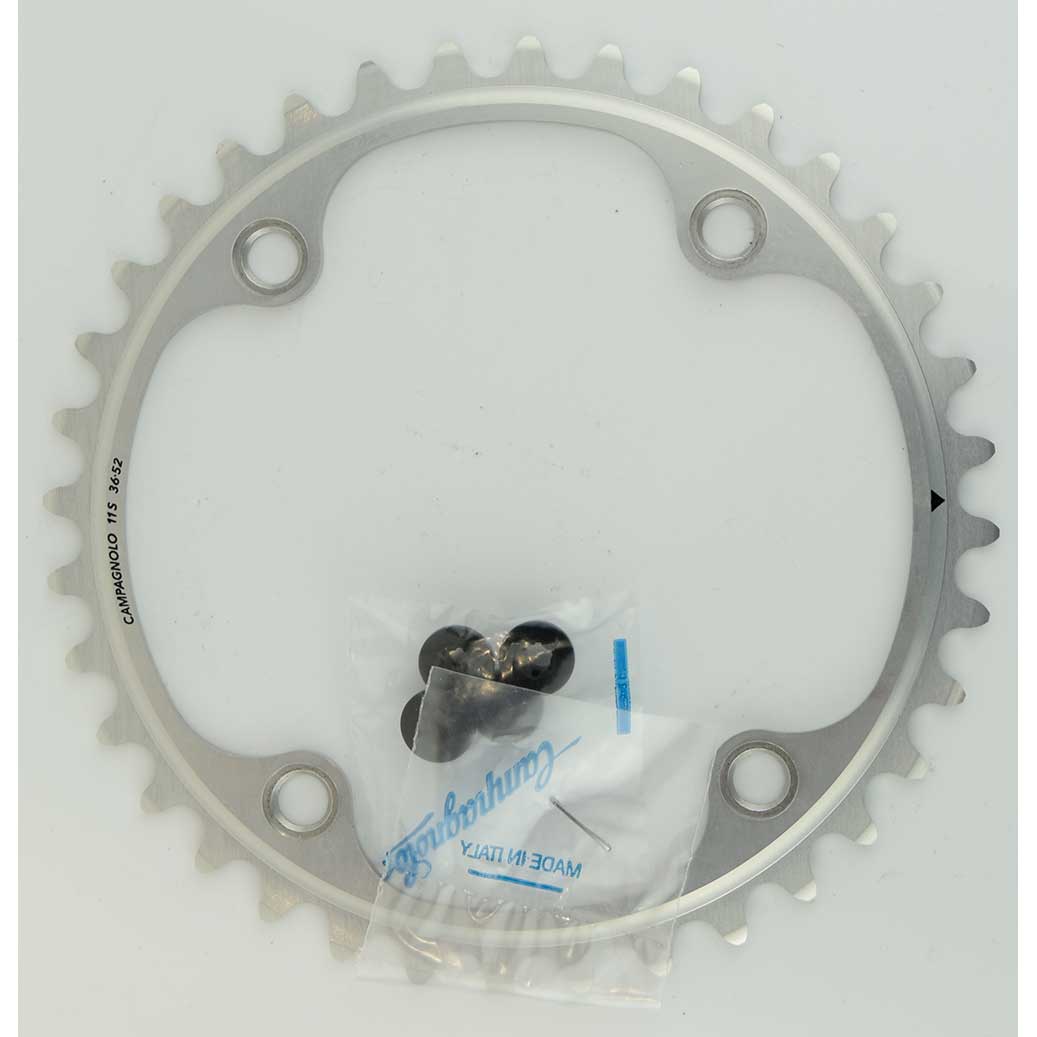 Campagnolo Potenza 11-speed chainring with 112/145 PCD for road bike drivetrain upgrade, shown with teeth and mounting holes.