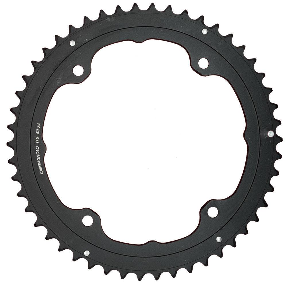 Campagnolo Potenza 11-speed chainring, 112/145 PCD, for road bike drivetrain upgrade, showing the black component with gear teeth.