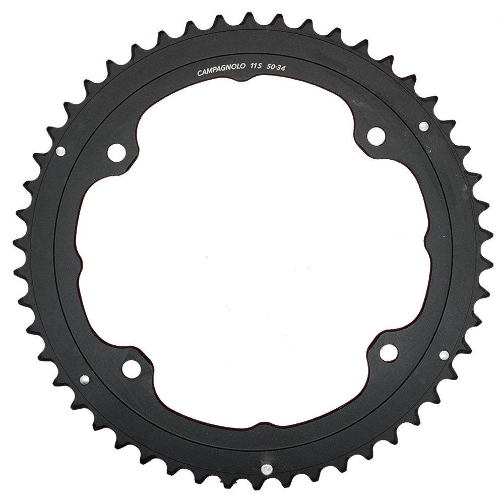 Campagnolo Potenza 11-speed chainring with 112/145 PCD for road bike drivetrain upgrade, shown in close-up.
