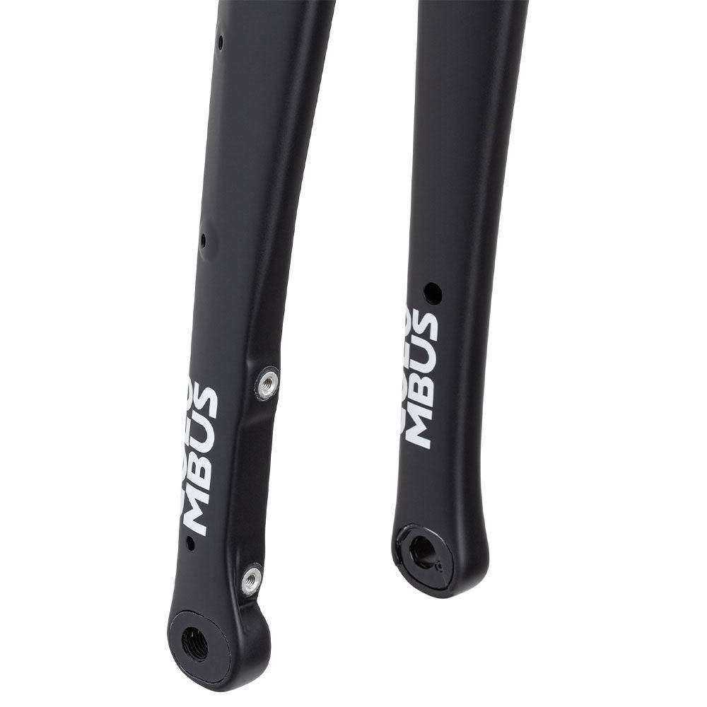Columbus Futura Cross+ 1 1/2 Tapered Semi-Integrated Disc Fork for bikepacking, showing the tapered fork design and disc brake mount.