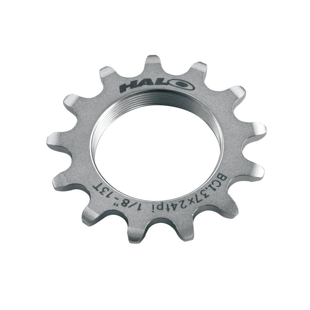 CNC machined Halo Track Sprockets 1/8" fixed gear cog made of Cr-Mo steel, designed for track bicycles.