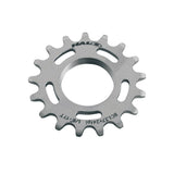Halo Track Sprockets 1/8" fixed gear track cog made of CNC machined Cr-Mo steel, shown in close-up with detailed teeth.