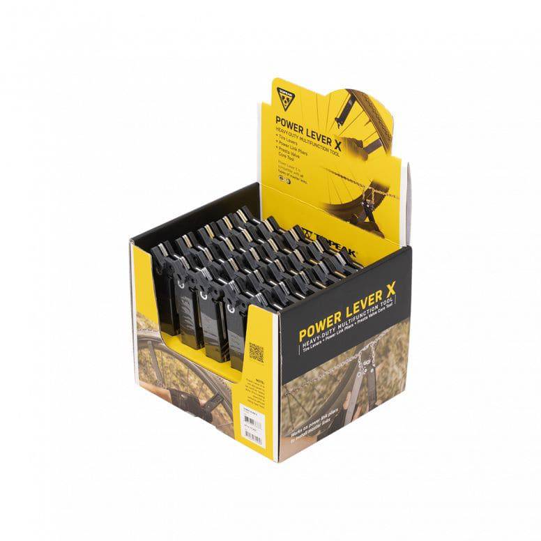 Topeak Power Lever X bike tool set with master link pliers and valve tool, workshop edition, 25-piece repair kit.