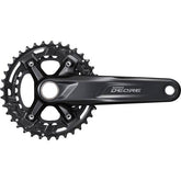 Shimano Deore FC-M4100 10-speed MTB chainset with hollowTech II construction and 51.8mm boost chainline, black component.
