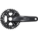Shimano Deore FC-M4100 10-speed MTB chainset with hollowTech II construction and 51.8mm boost chainline, black component.