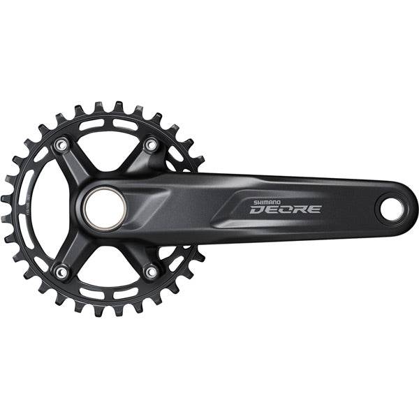 Shimano Deore FC-M5100 MTB chainset with 52mm chainline and HollowTech II design, featuring 10/11-speed components.