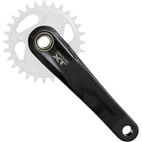 Shimano Deore XT FC-M8200 12-speed MTB crank set without chainring, 55mm chainline, shown with black crank arms.