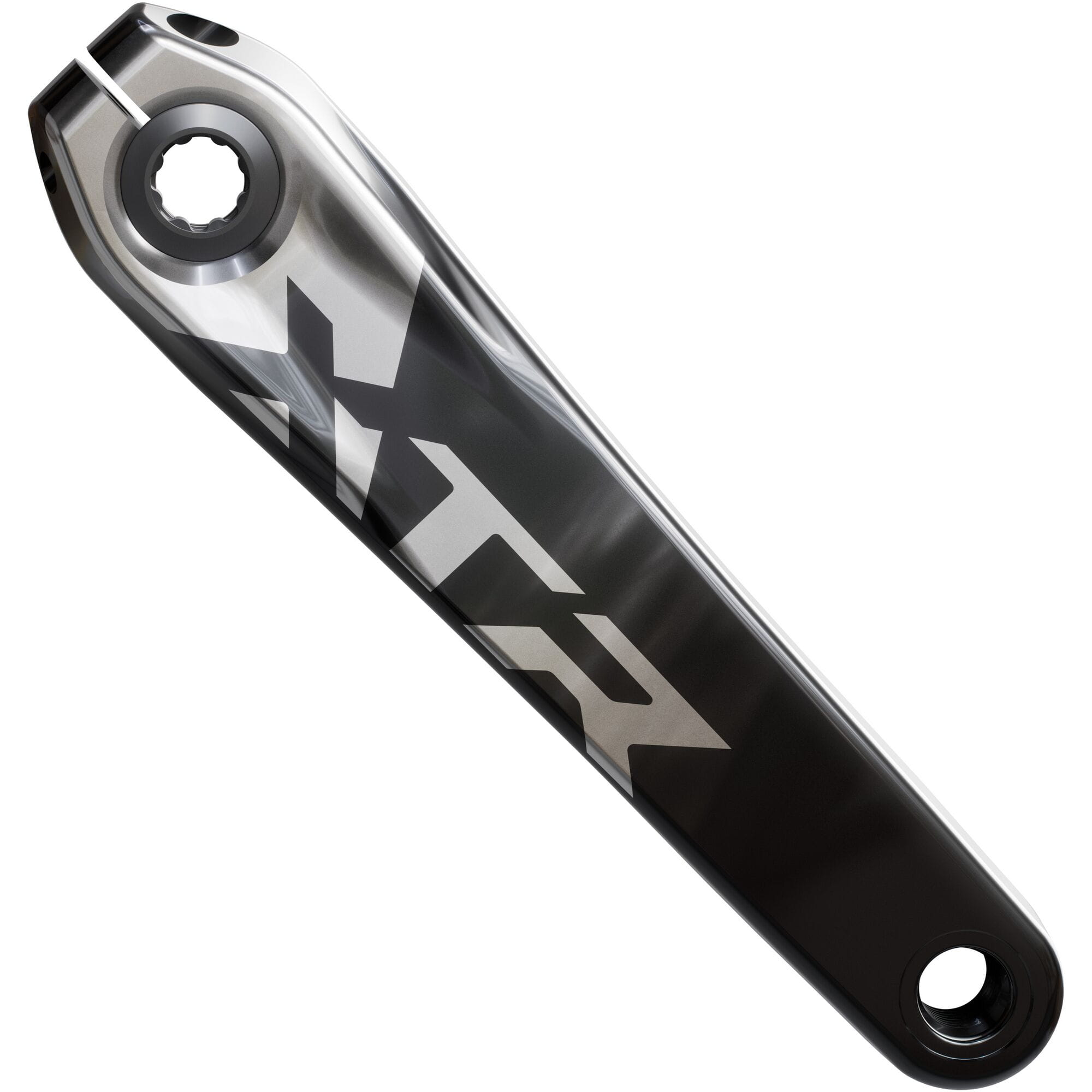 Shimano XTR FC-M9220 12-speed crank set without chainring, 55mm chainline, black components for mountain bike performance.