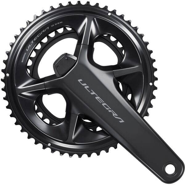 Shimano Ultegra FC-R8100-P 12-speed double power meter crankset with chainrings, cycling component for road bikes.