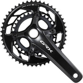 Shimano GRX FC-RX820 2x12-speed gravel bike chainset with Hollowtech II crank arms and chainrings, designed for gravel cycling.