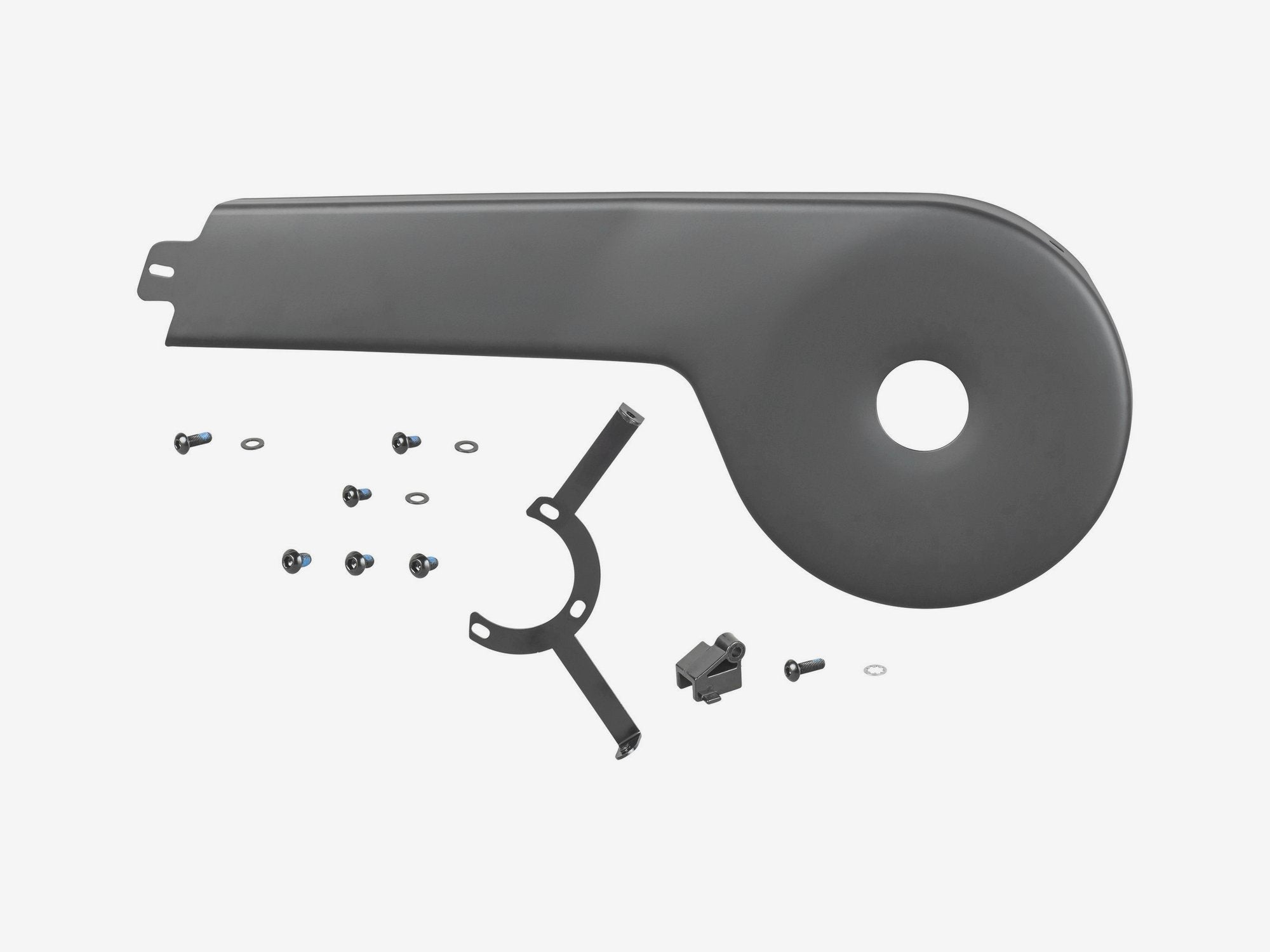 Trek Fetch+ 2 black chainguard assembly for bike chain protection, durable components, one size fits most bikes.