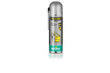 Motorex Silicone Spray 500ml bottle for lubricating and protecting rubber, plastic, and metal surfaces in workshop applications.