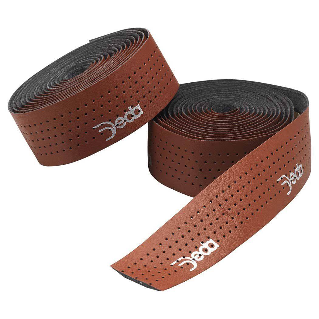 Deda Elementi leather look bike handlebar tape with comfortable grip and vibration absorption, shown with textured surface.