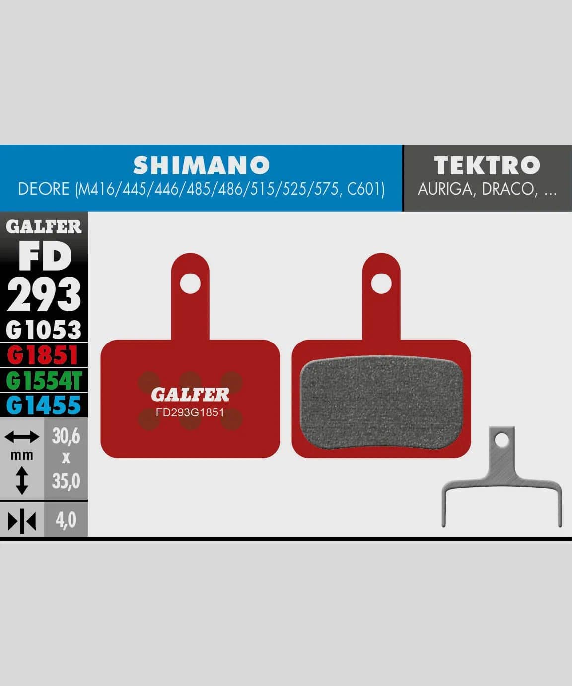 Galfer Advanced Bike Disc Brake Pads for trail, enduro, and e-MTB bikes, showing the brake pads with detailed components.