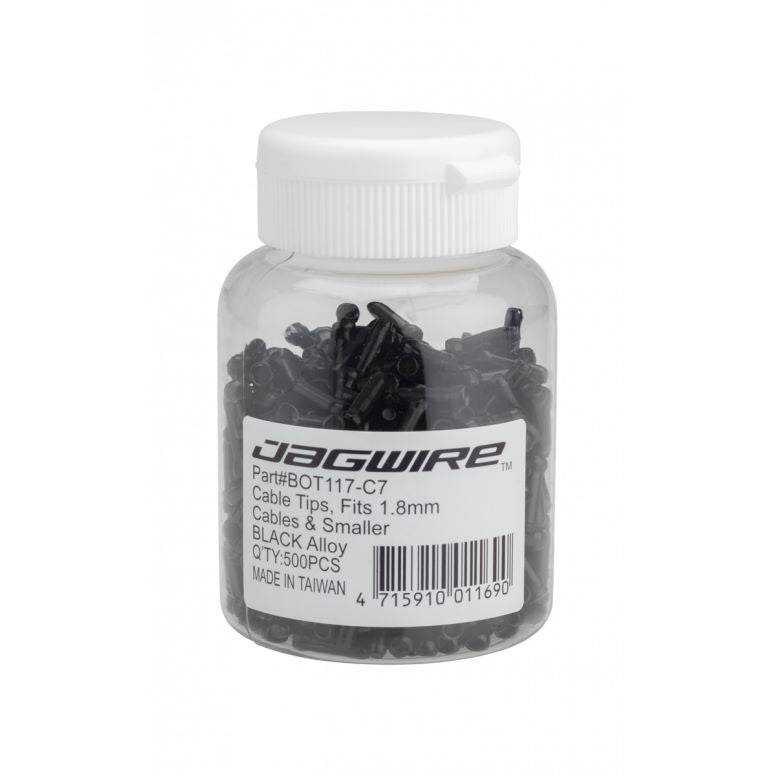 Jagwire brake and shift cable tips and accessories for bike frames, showing various components and spares for bike maintenance.