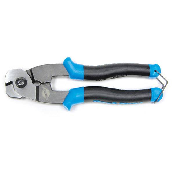 Park Tool CN-10 Pro cable and housing cutter with crimper and forming hole, ideal for bike workshop maintenance and cable installation.