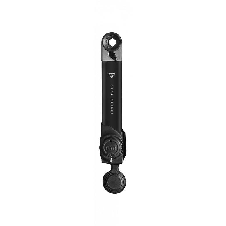 Topeak Torq Rocket Mini Ex black torque wrench with 17 bike repair functions, compact workshop tool for precise bike maintenance.