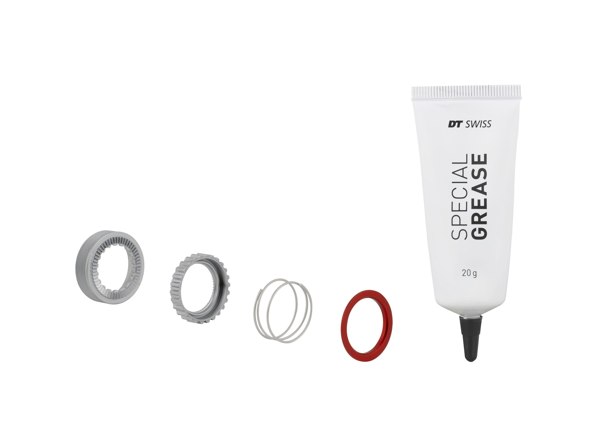 Bontrager DT Swiss 54 Tooth Ratchet EXP Kit silver rear hub upgrade with 148mm OLD, component for bicycle wheel performance.