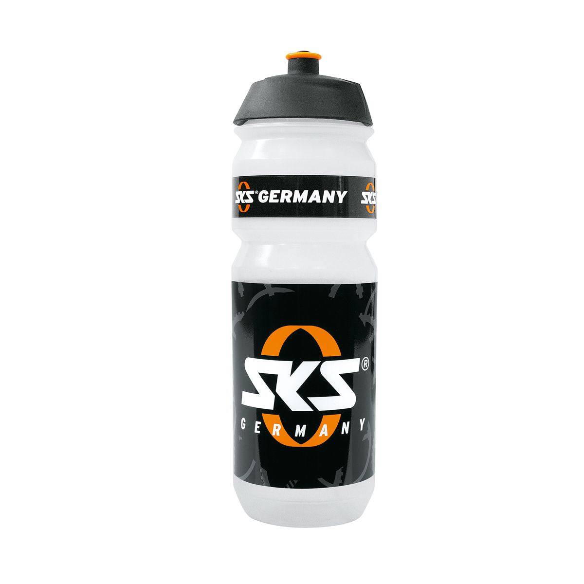 SKS logo 750ml water bottle for cycling, BPA-free, leak-proof, durable accessory with SKS branding and ergonomic design