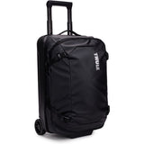 Black Thule Chasm Carry On wheeled suitcase with durable design and oversized wheels, ideal for travel accessories.