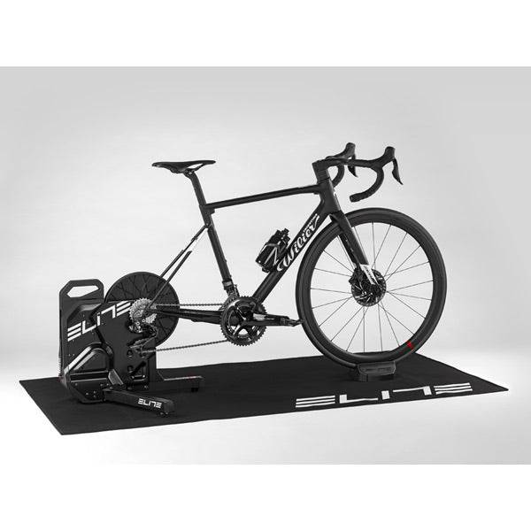 Elite Training folding mat for indoor cycling, providing floor protection and stability during workouts.