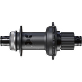 Shimano XTR FH-M9210 12-Speed Micro Spline freehub with center lock disc mount on a bicycle wheel.