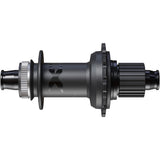 Shimano XTR FH-M9210 12-Speed Micro Spline freehub with center lock disc mount on a bicycle wheel.