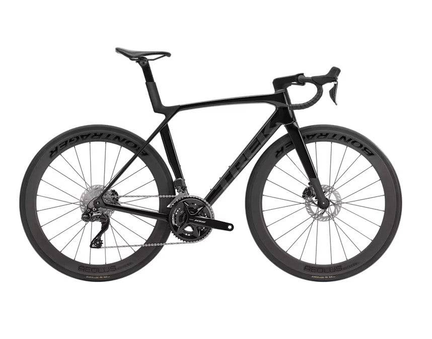 Trek Madone SL 6 Gen 8 road bike with aerodynamic frame and disc brakes, featuring sleek design and lightweight construction.