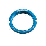 CNC machined Halo alloy track lockring sprocket for fixed gear bike components, showcasing a sleek silver finish.