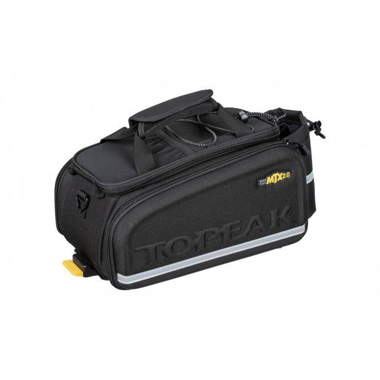 Topeak MTX TrunkBag EXP black bike rack bag with QuickTrack system, expandable design and pannier 2.0 for cycling accessories