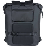 Basil SoHo Nordlicht 17L bicycle backpack in Night Black with integrated LED light, designed for cycling accessories.
