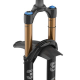 Fox Fork 36 & 38 XL Mud Guard for MTB forks, black plastic, designed for 2021+ Fox mountain bike suspension forks.