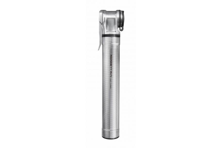 Topeak Roadie TT Mini hand pump for road bikes, compact and portable bike inflation accessory with fast inflation capability