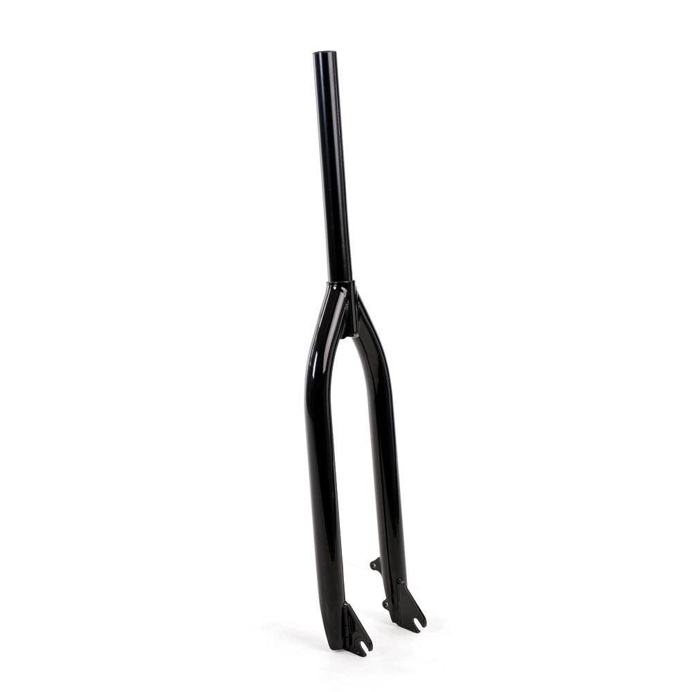Identiti Rebate Jump 10mm MTB dirt jump forks with disc mounts, showcasing sturdy suspension and disc brake compatibility.