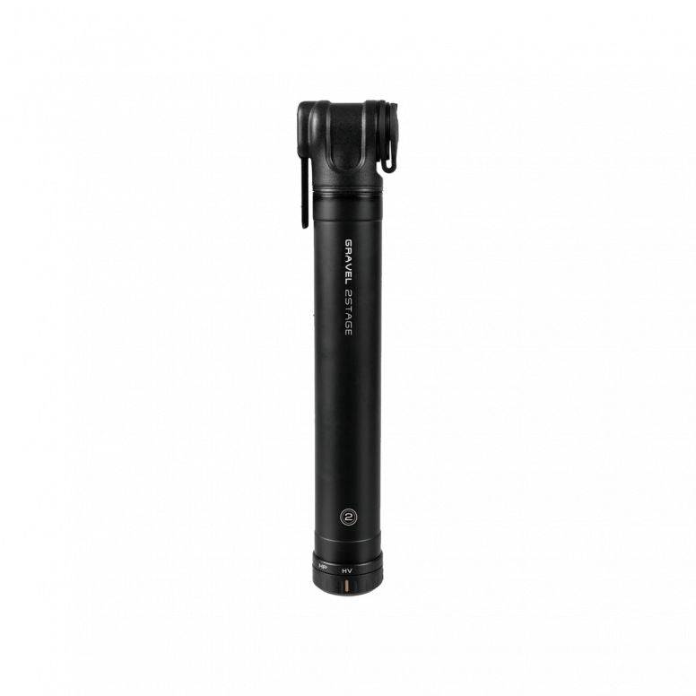Topeak Gravel 2Stage Mini Pump with Presta valve, compact bike pump suitable for gravel bikes, capable of 90 PSI inflation.