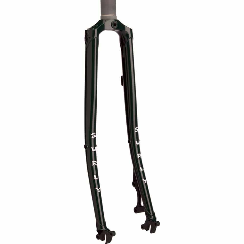 Surly Disc Trucker fork for road and touring bikes with 26" and 700c wheels, flat mount disc brake compatibility.
