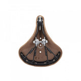 Brooks B72 unisex bicycle saddle with loop suspension for comfortable upright riding, shown from top view with leather surface.