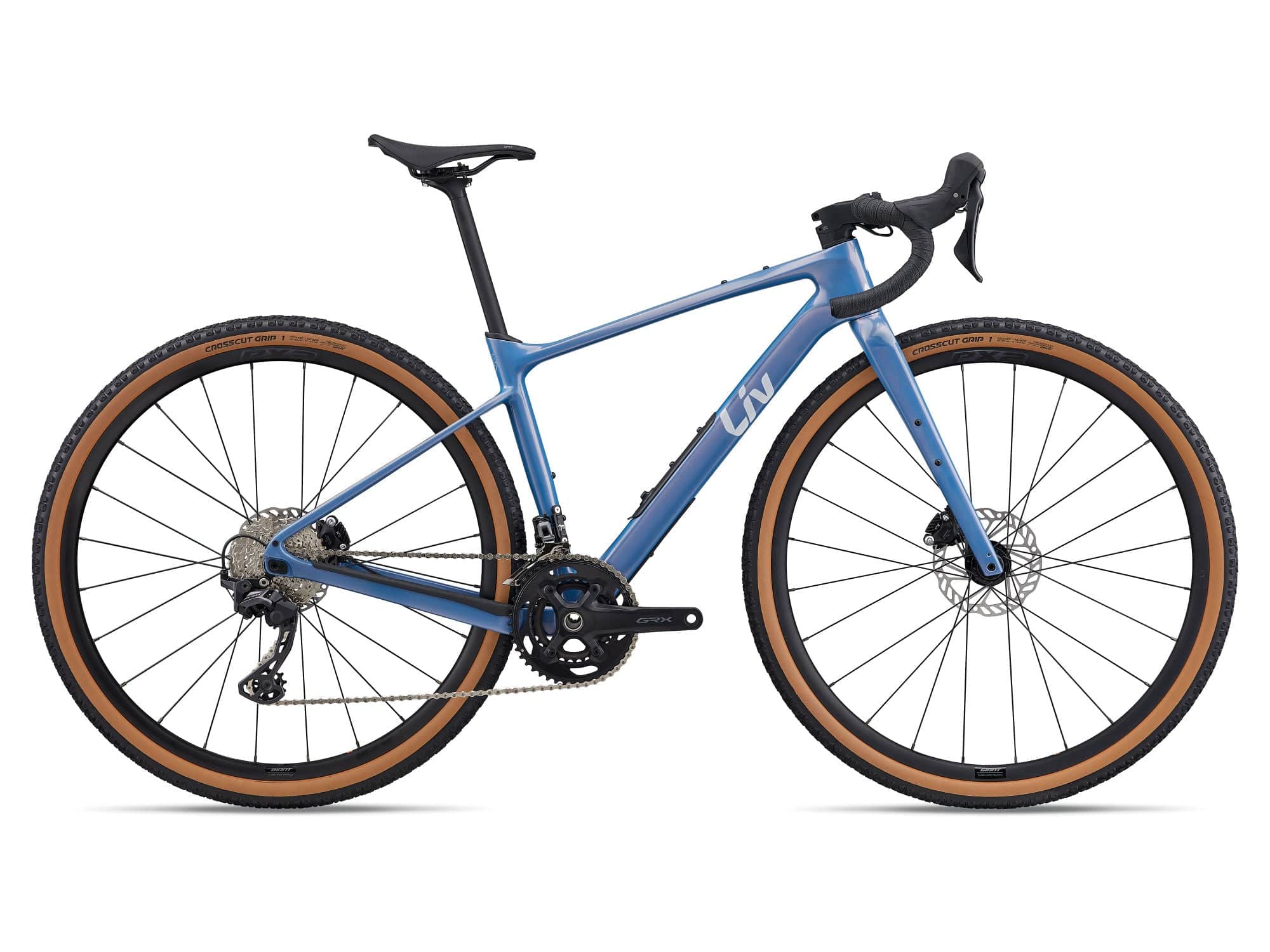 Liv Devote Advanced 2 MY26 women's gravel bike with lightweight frame, drop handlebars, and rugged tires for versatile riding.