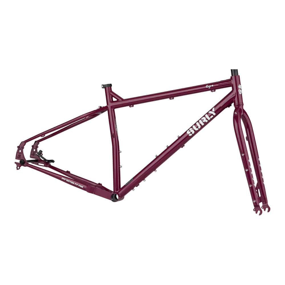 Surly Ogre 29-inch bike frameset with disc brake mounts, designed for versatile mountain and commuter cycling, in a pur color.