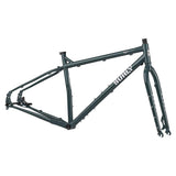 Surly Ogre 29-inch bike frameset in dark gray, versatile mountain and commuter bike frame with disc brake mounts and durable components.