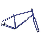 Blue Surly Grappler frameset for drop bar trail biking, wide tire compatible, featuring durable steel construction and sleek design.