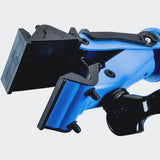 Park Tool 1971 clamp adapter for D-profile seatposts, used as a workshop repair stand accessory for bicycle maintenance.