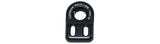 Black Trek threaded cable guide chainstay insert M8 x 6mm for bike cable management, shown installed on a bicycle frame.