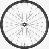 Shimano GRX WH-RX880 700C front wheel with 12x100mm E-Thru axle and center lock disc brake compatibility.