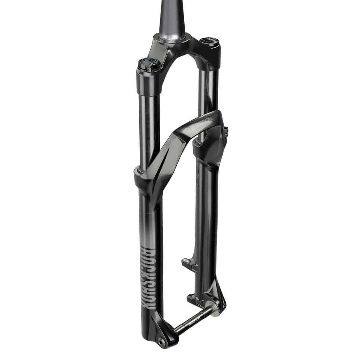 Rock Shox Crown 27.5-inch MTB fork with 9QR alum steerer, 42mm offset, Solo Air suspension, 100mm travel, gloss black finish