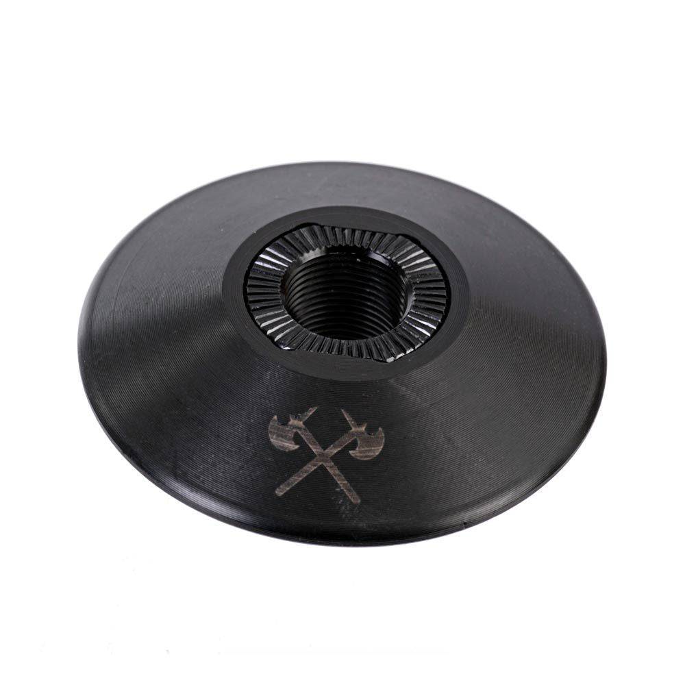 Demolition BMX front hub guard, durable BMX component for hub protection and spares, shown in close-up on the bike.