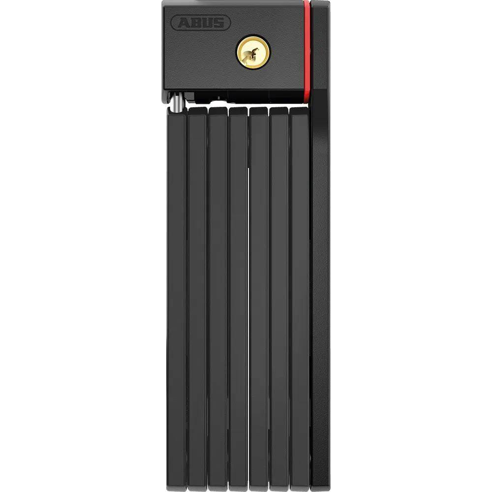 ABUS Foldable Bordo 5700K/100 BK SH uGrip BIG bike lock folded showing black compact design with security features