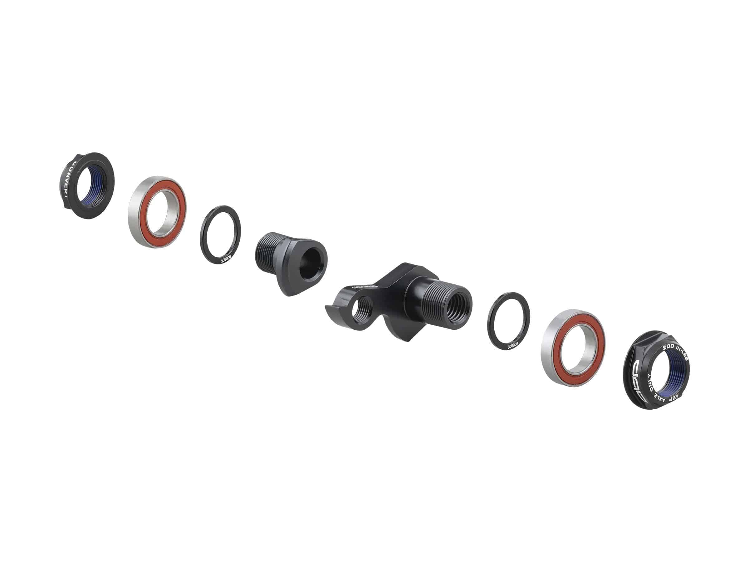 Trek full-suspension ABP Convert dropout kit in grey with rear thru axle, bicycle component for bike suspension systems.